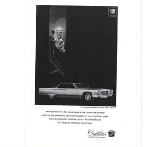 1969 Hard Top Sedan deVille Cadillac Car Advertisement 1950s Vintage Print Ad